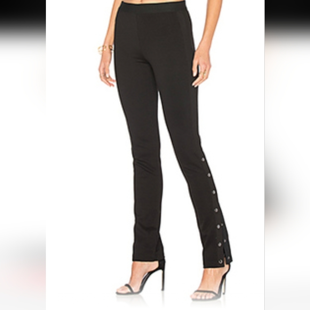 BCBGMaxAzria Bobby Black Skinny  Pants with Button Detail Size Large